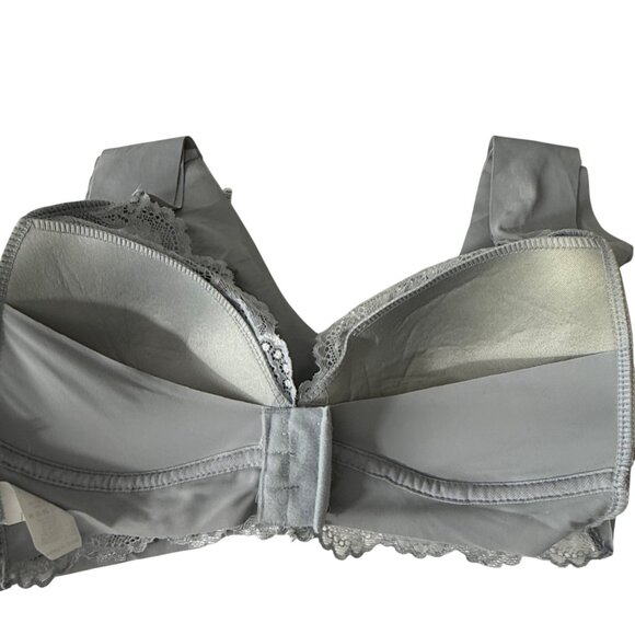 Lace Wireless Bra Gray Size L With Adjustable Back Closure - Picture 4 of 8